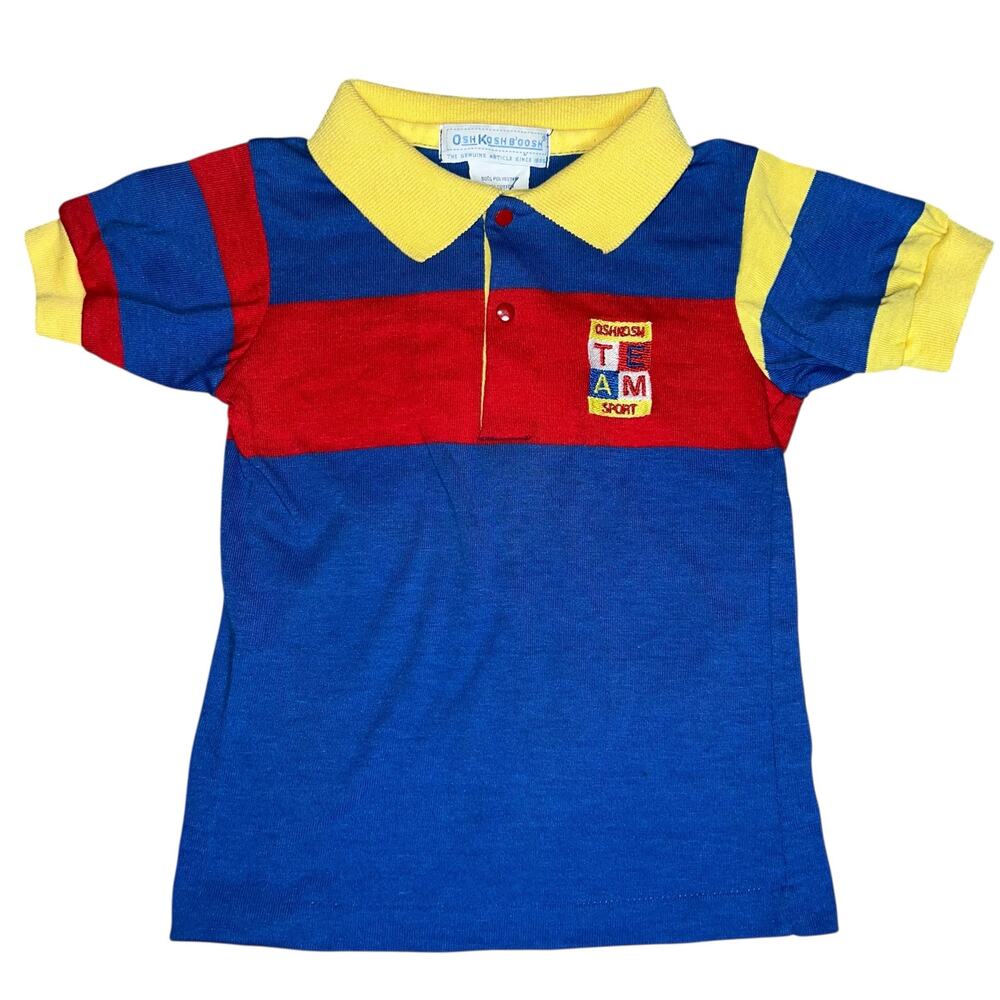 Vintage Osh Kosh B'Gosh color block embroidered boys sport polo shirt size 4